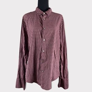 Mens John Varvatos U.S.A. 100% Cotton Plaid Button-down XL